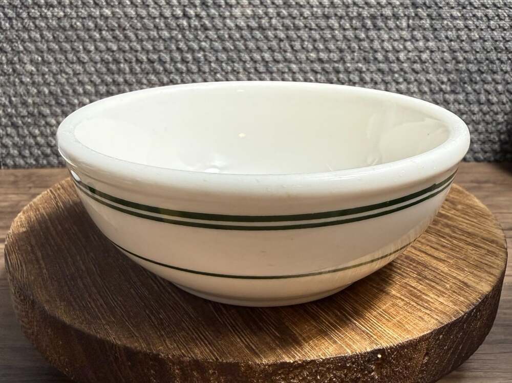 Homer Laughlin Green Stripe Bowl 5" Serving Cereal Soup Fruit Bowl - USA